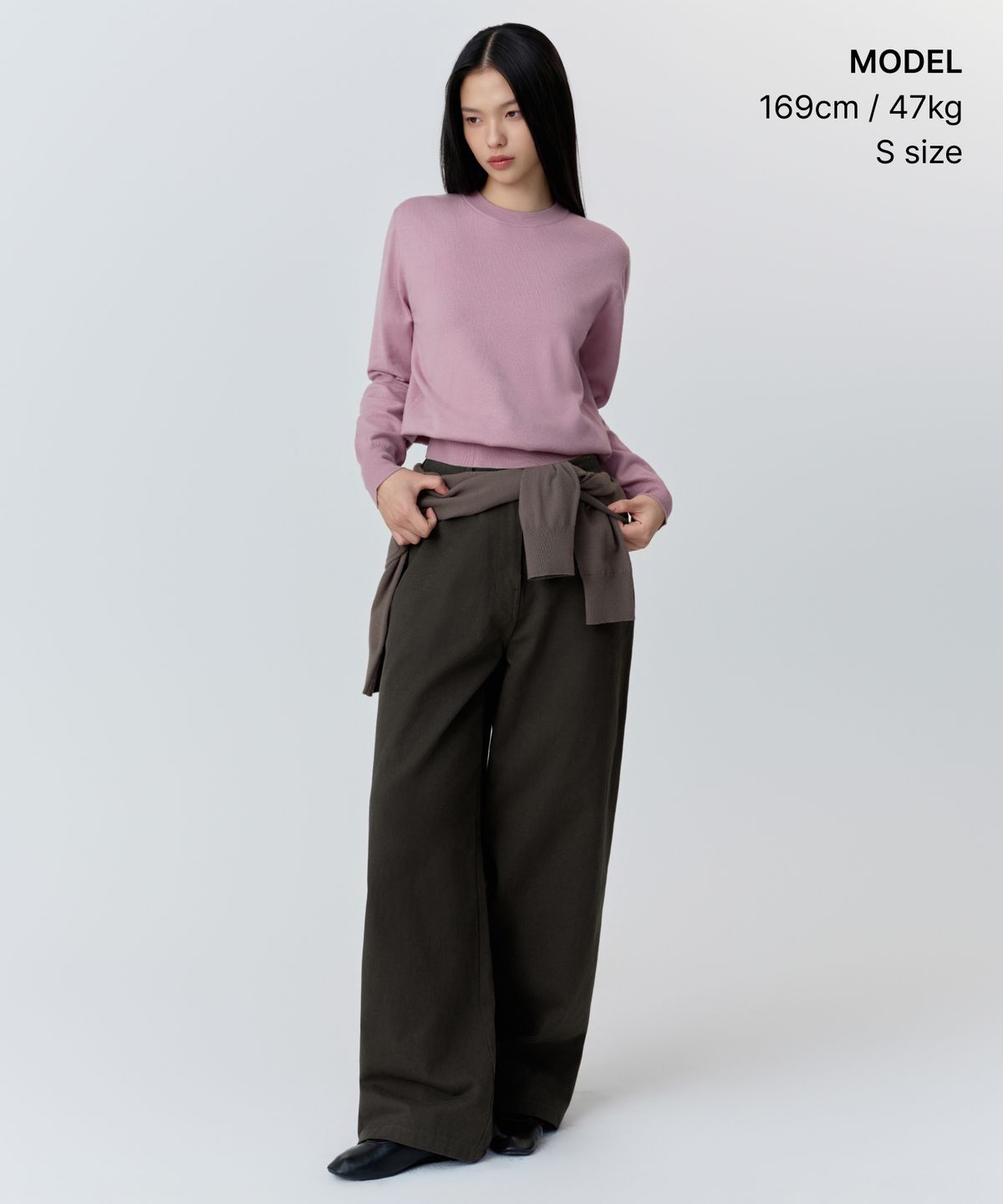 무신사 스탠다드 우먼(MUSINSA STANDARD WOMAN) 우먼즈 에센셜 라운드 넥 니트 [스모크 핑크]