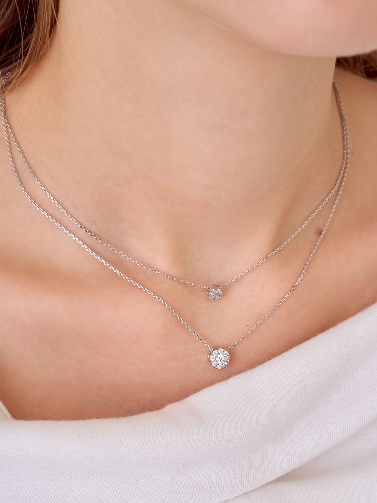 엘르주얼리(ELLEJEWELRY) 더블 스톤 두줄 레이어드 목걸이 ELBRNN245 (14K GOLD PLATED)