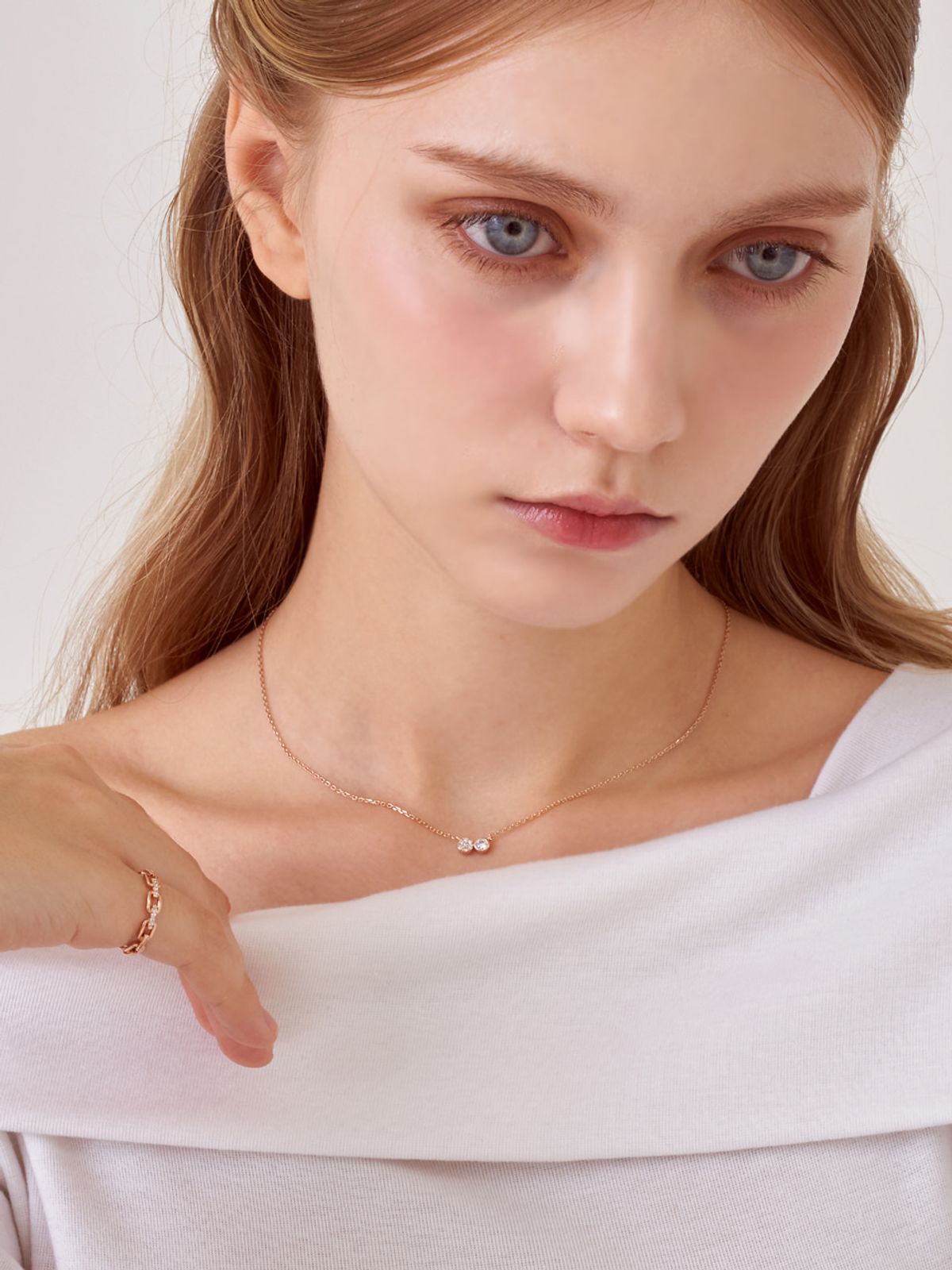 엘르주얼리(ELLEJEWELRY) 더블 써클 목걸이 ELBRNN243 (14K GOLD PLATED)