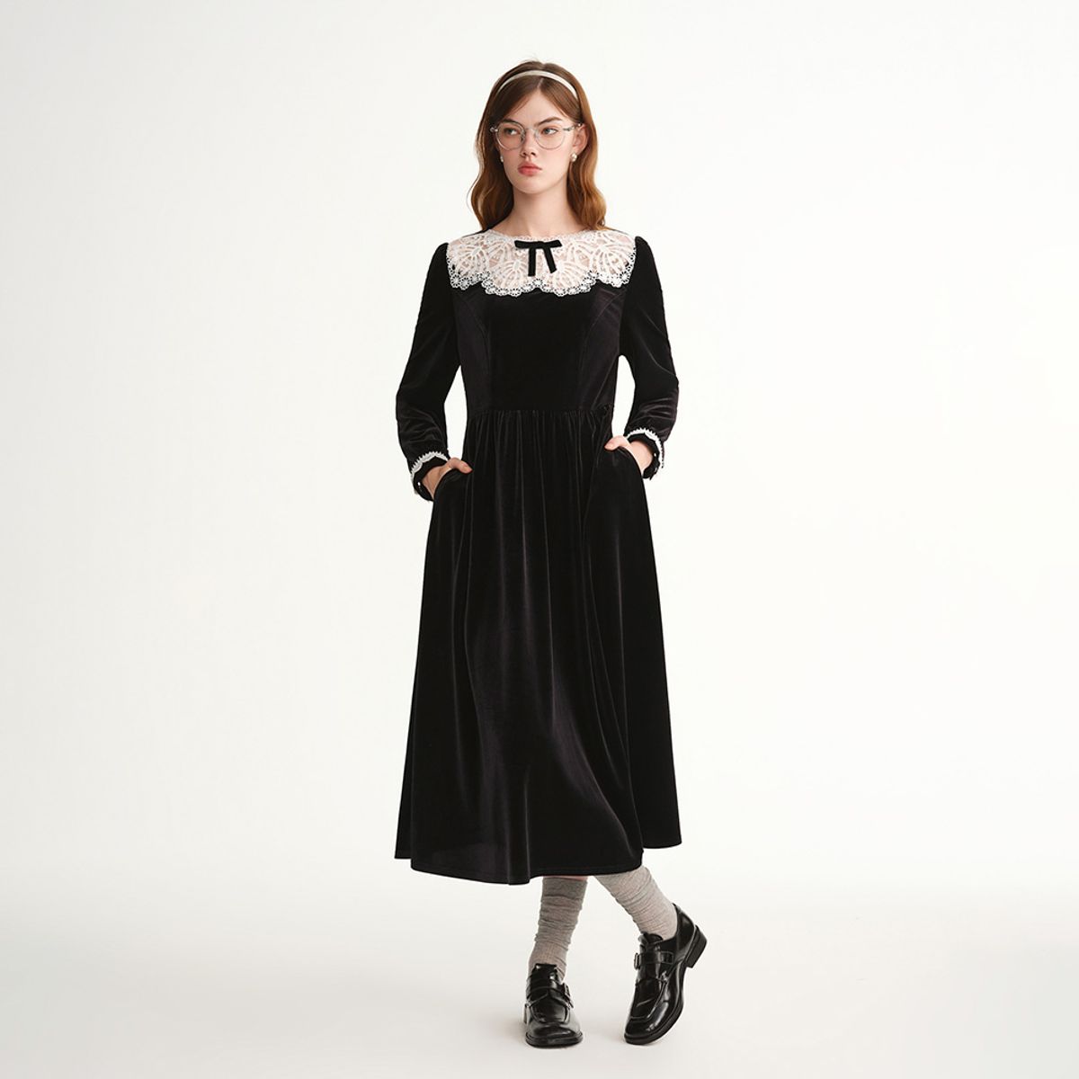 에이앤레이(AEIREI) AR_Bow lace velvet dress