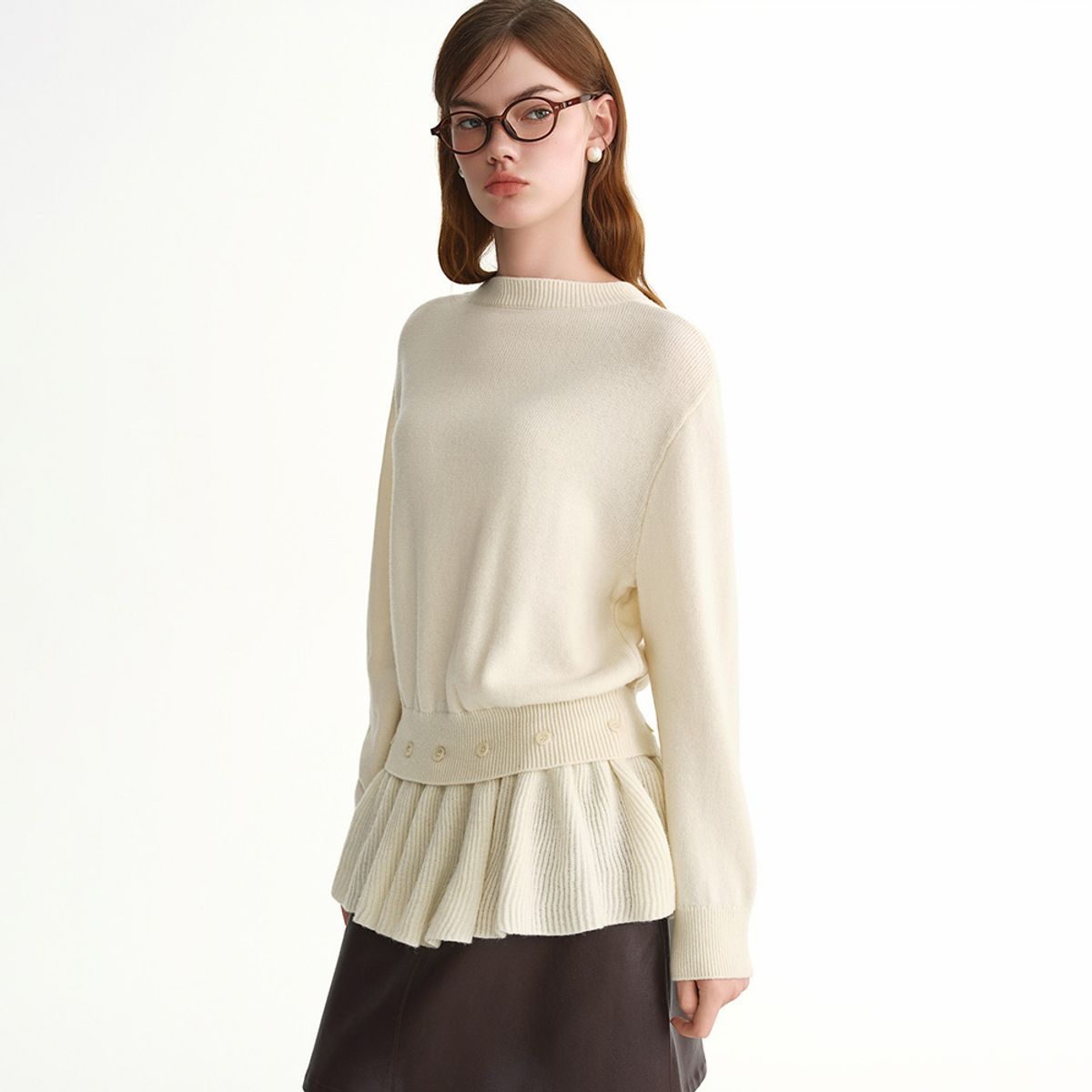 에이앤레이(AEIREI) AR_Frill crew neck sweater_2color