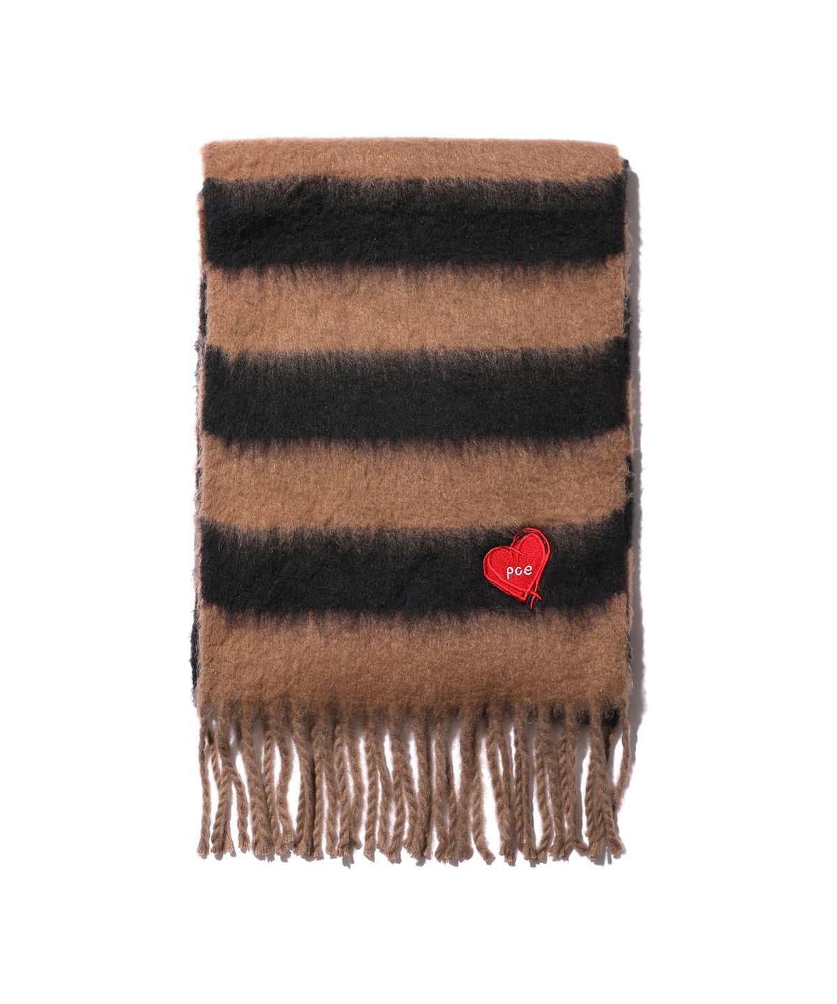 피스메이커(PIECE MAKER) LOVE HEART STRIPE MUFFLER (BROWN)