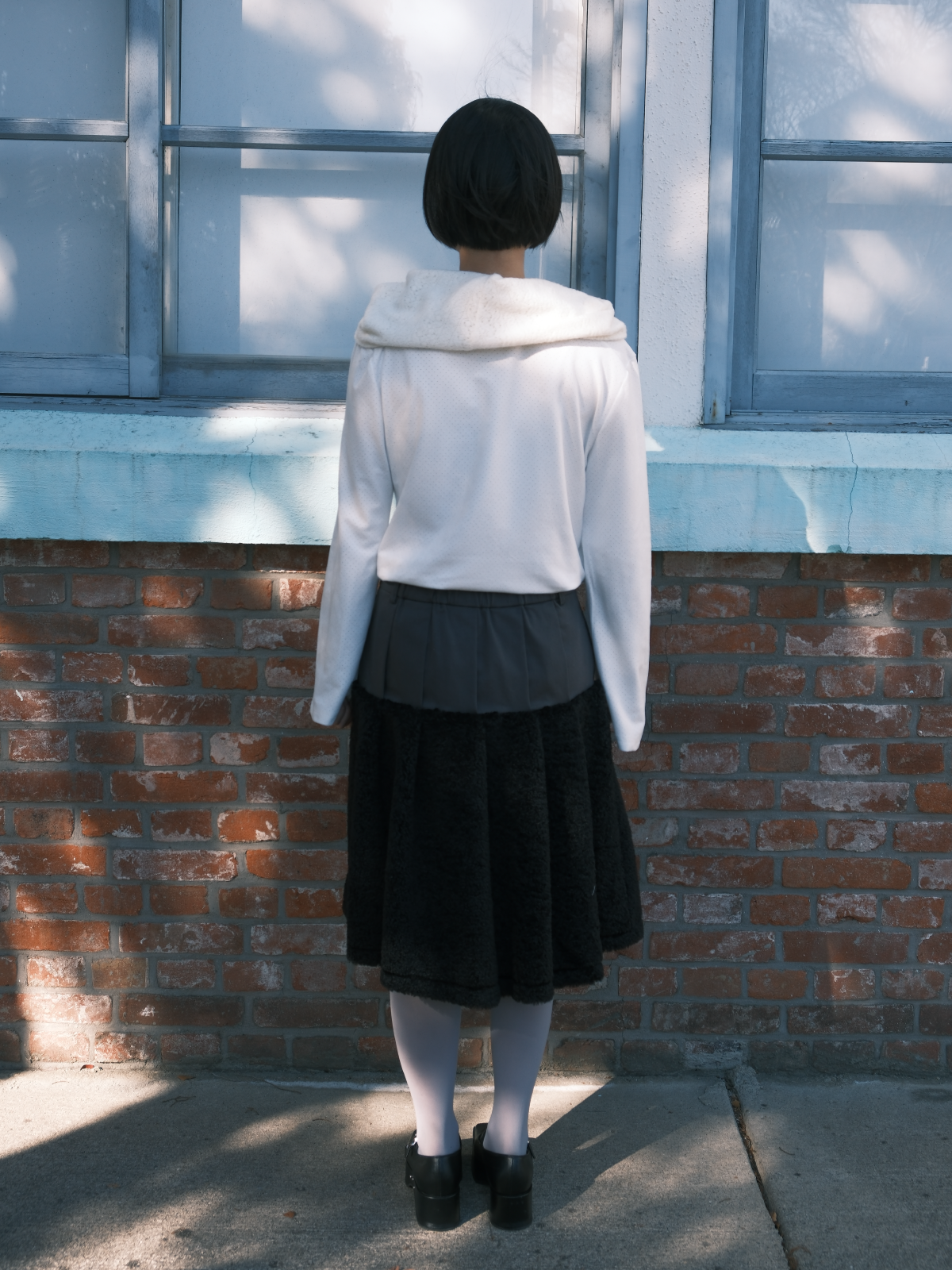 피브스피브스(PEEVES PEEVES) Fluffy Midi Skirt / Black
