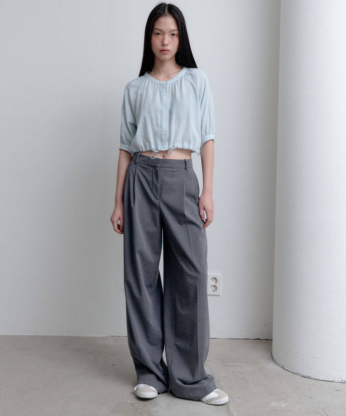 벨르(VELLE) Stopper Shirring Blouse_Mint