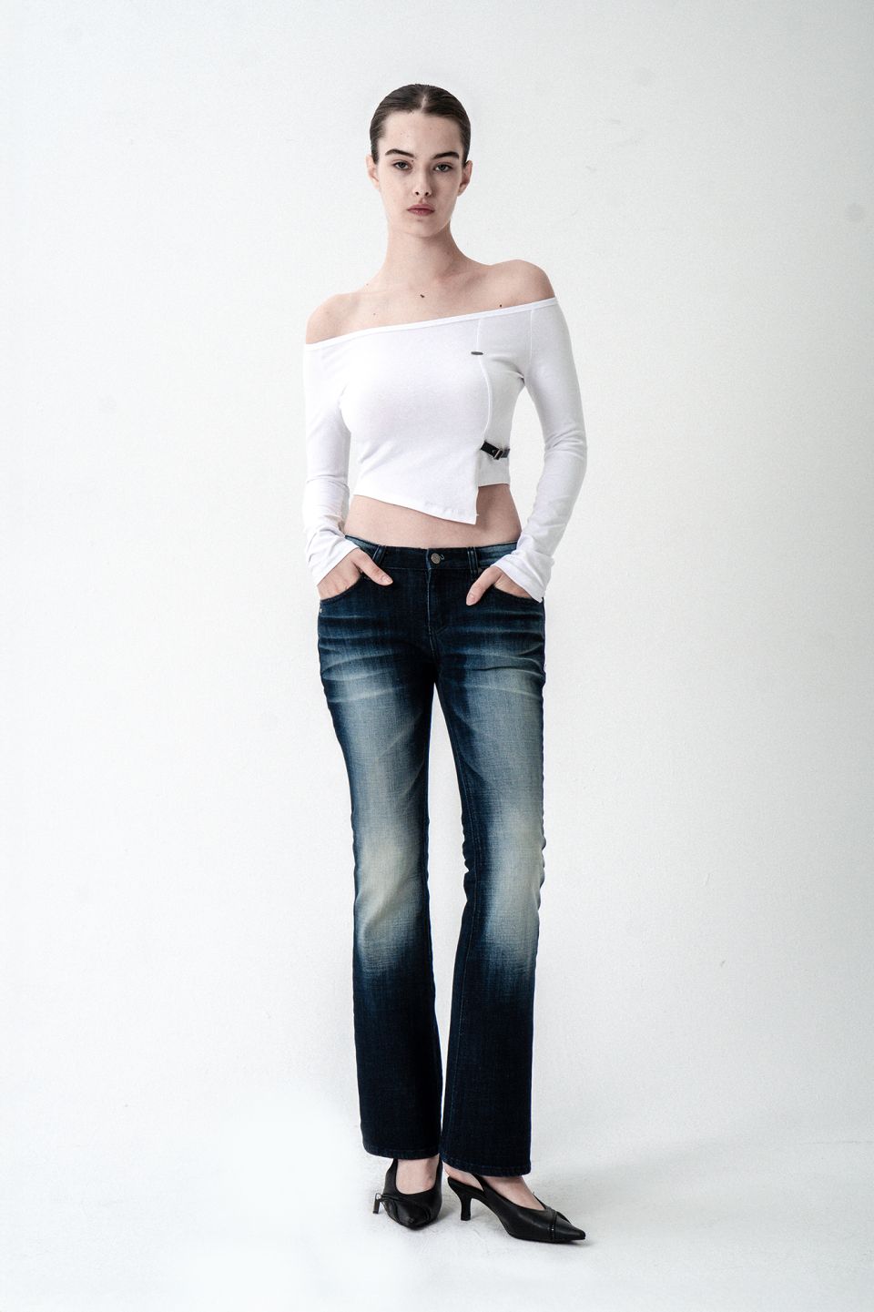 MUSINSA | SYNERJYN NIGHT WASHING DENIM PANTS DEEP BLUE