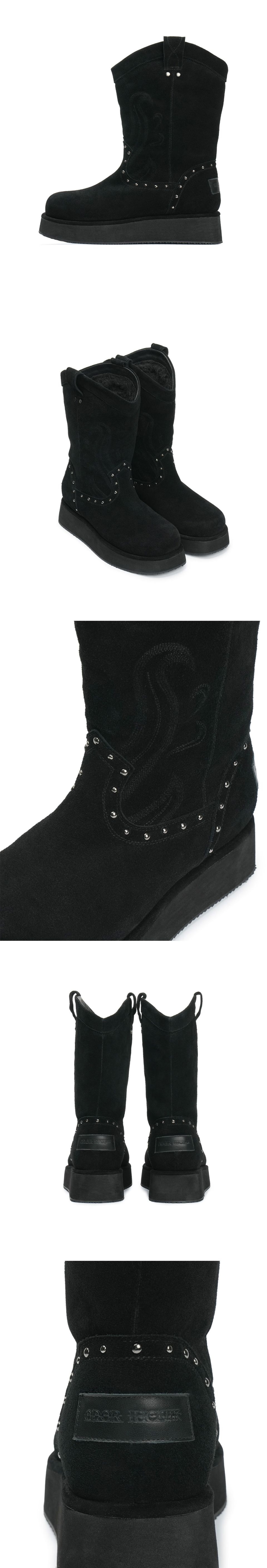 MUSINSA | IHCNIK [X ODOR] WESTERN FUR BOOTS / BLACK