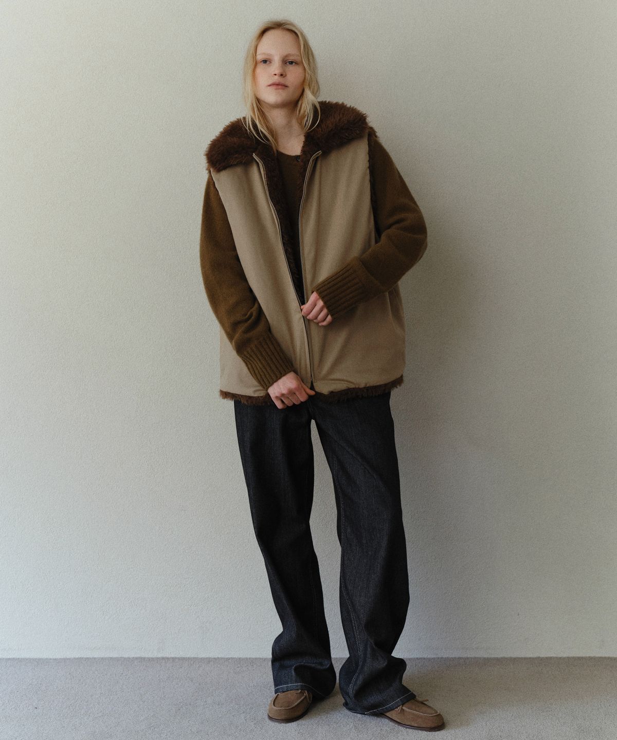 유라고(URAGO) Shearing inner jumper_Beige