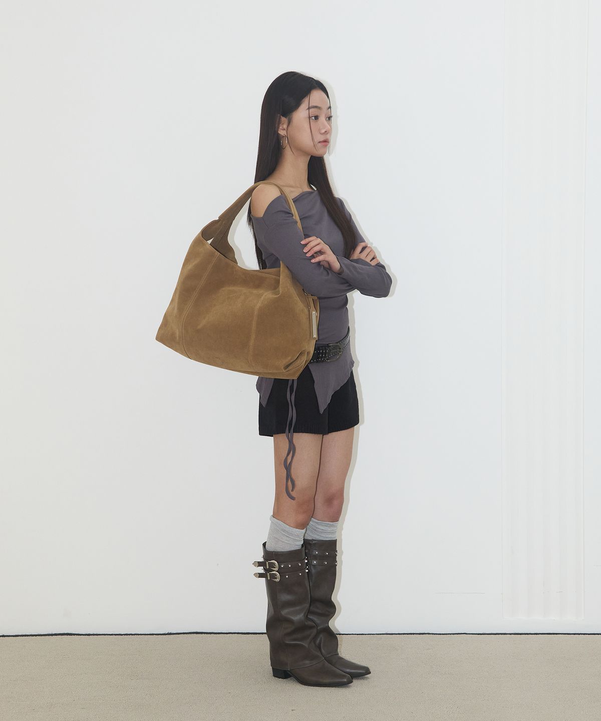 졸리(JOLLY) CALLA BAG 칼라백 - SUEDE CAMEL