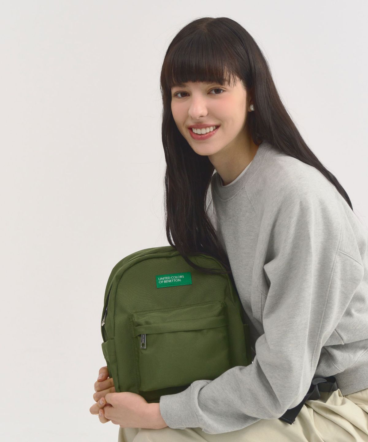 베네통(BENETTON) 비비드 미니 백팩 - [카키]