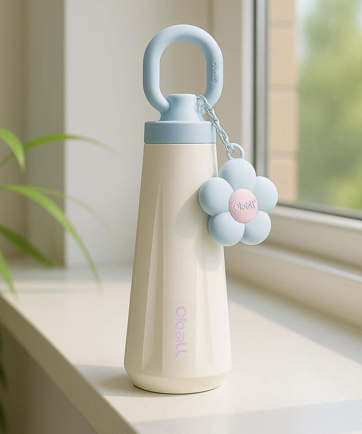 키움하우스(KIUMHOUSE) 블러썸 오볼 스테인리스 텀블러 500ml - 화이트블루