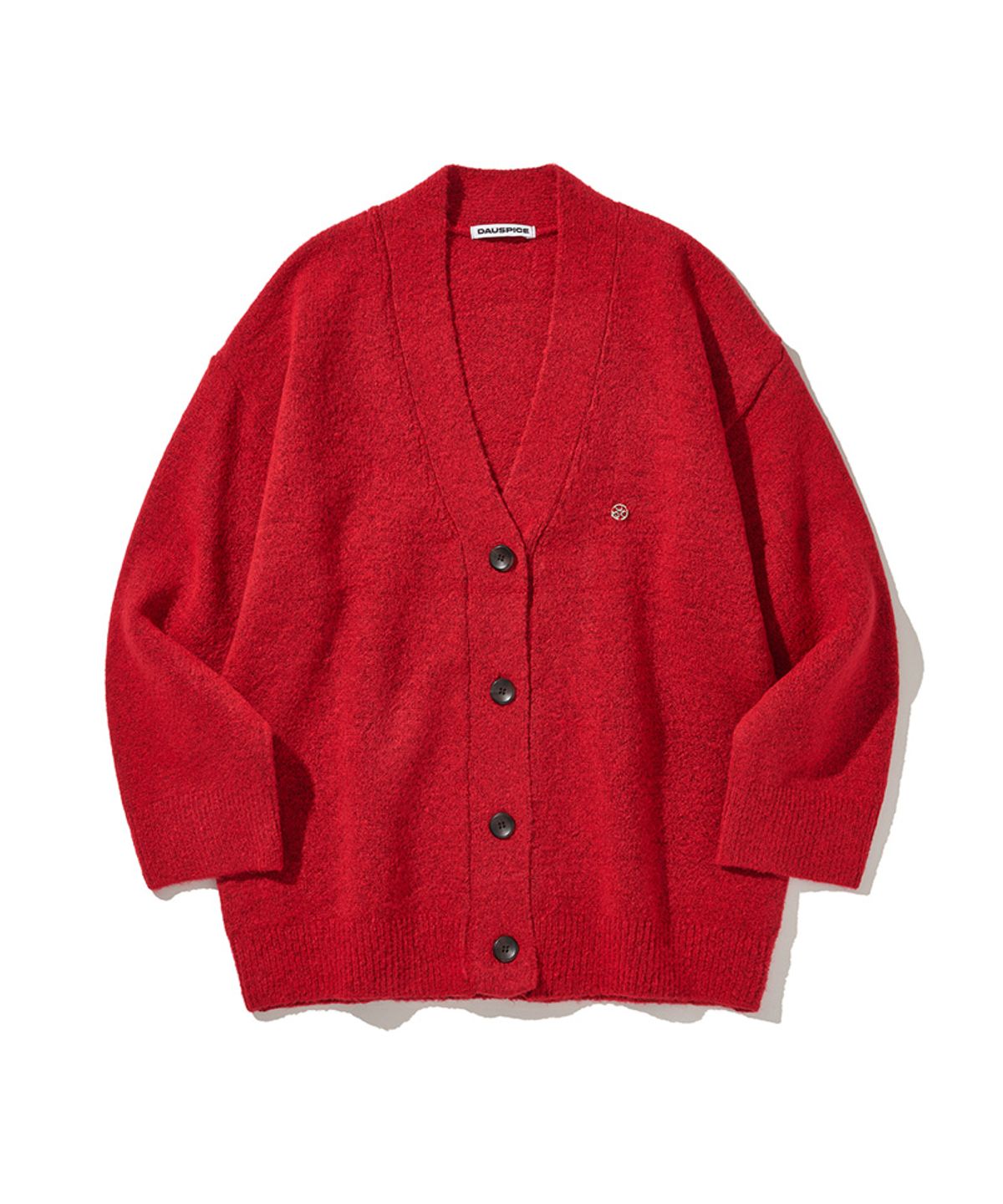 디오스피스(DAUSPICE) (DUC) Oversized V-neck knit cardigan Red