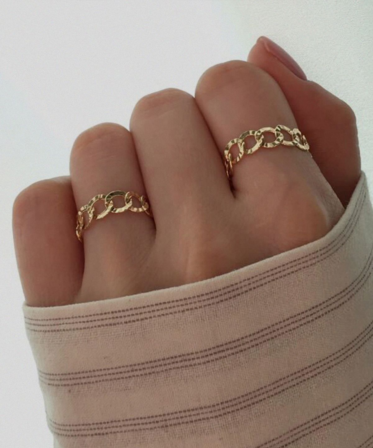 엘렌쥬얼리(HELENE JEWELRY) 14K 할로우 플랫 오레올 체인 반지