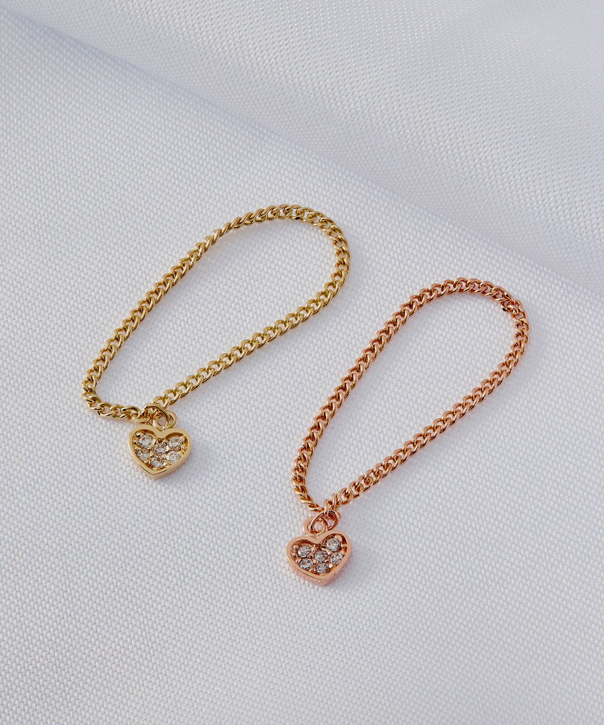 엘렌쥬얼리(HELENE JEWELRY) 14K 큐티 하트 커브 체인 반지