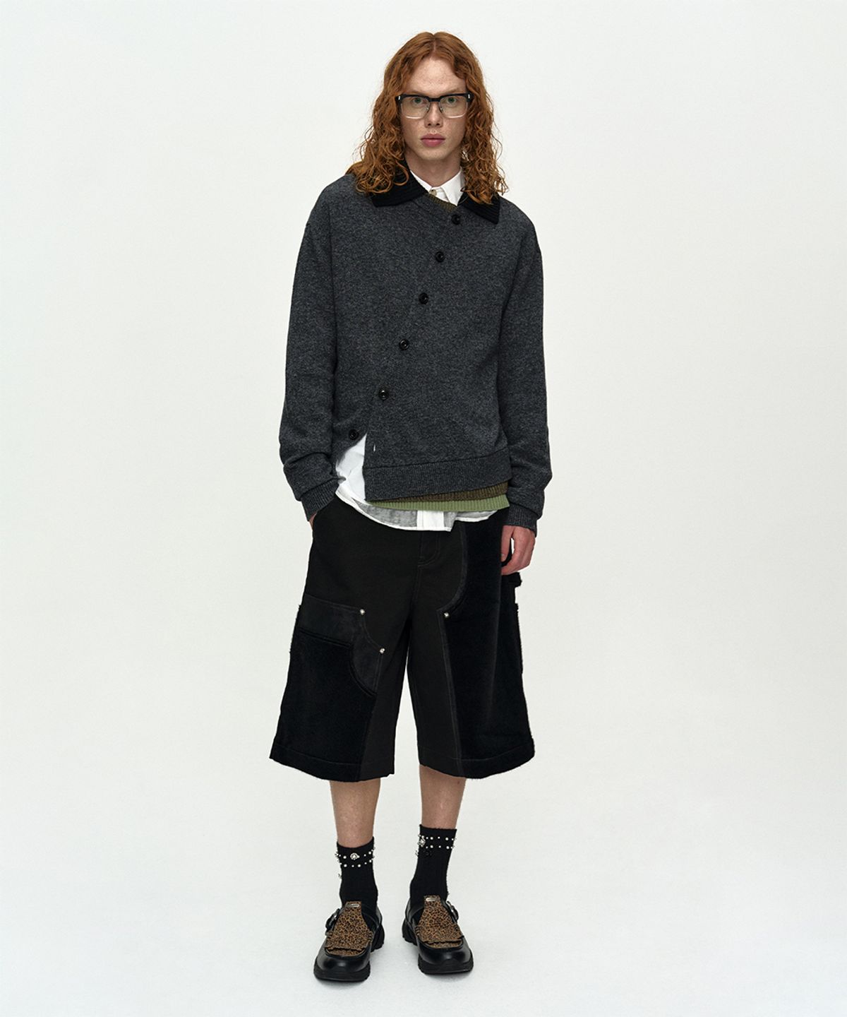 앤더슨벨(ADSB ANDERSSON BELL) LAYERED COLLAR CARDIGAN atb1410m(CHARCOAL)