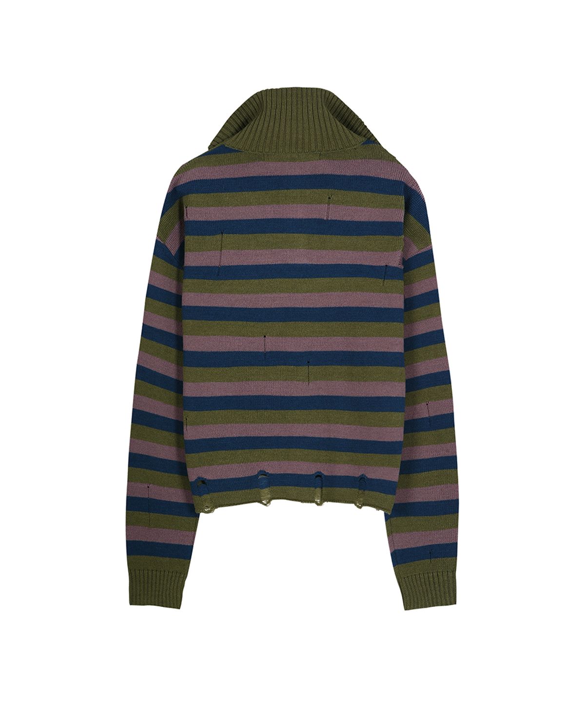 앤더슨벨(ADSB ANDERSSON BELL) DOUBLE LAYERED STRIPE HALF ZIP-UP SWEATER atb1452m(BLUE/GREY)