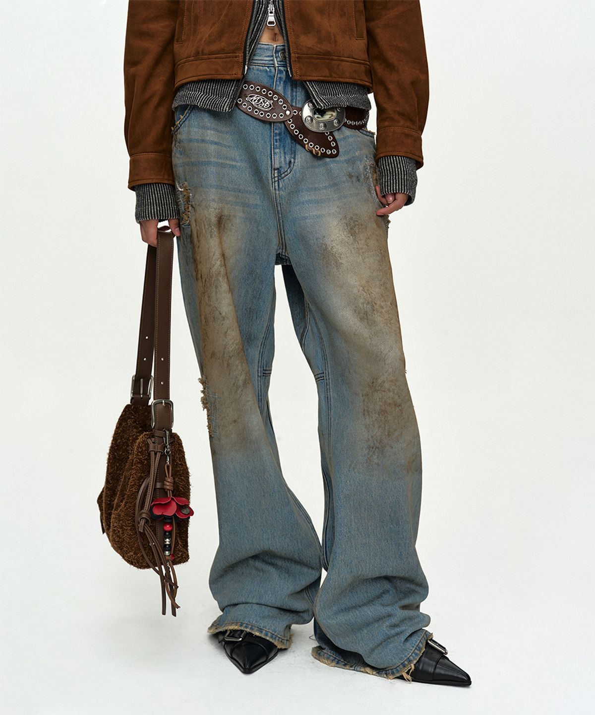 앤더슨벨(ADSB ANDERSSON BELL) UNISEX DESTROYED WIDE-LEG JEANS apa864u(BLUE)