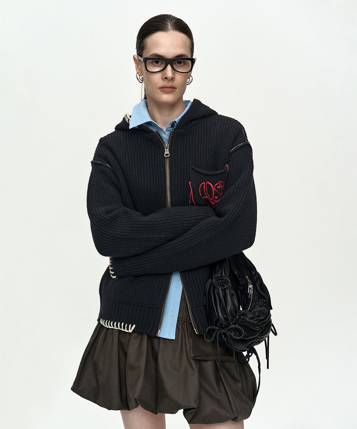 앤더슨벨(ADSB ANDERSSON BELL) UNISEX HEART LOGO HOOD ZIP-UP SWEATER atb1420u(BLACK)