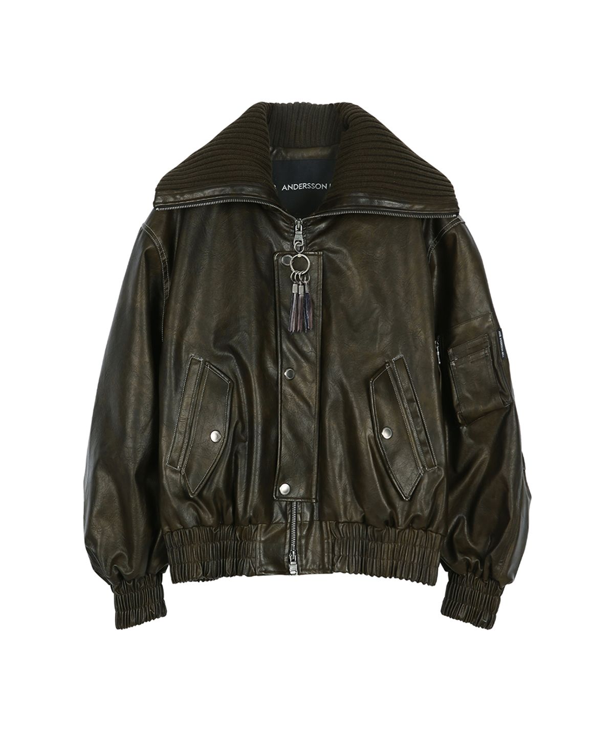 앤더슨벨(ADSB ANDERSSON BELL) KNIT-COLLAR MA-1 BOMBER JACKET awa756w(KHAKI)