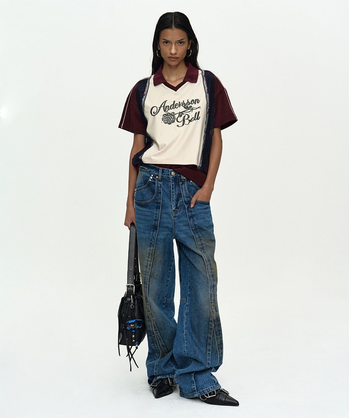 앤더슨벨(ADSB ANDERSSON BELL) UNISEX LAYERED WIDE-LEG JEANS apa865u(BLUE)