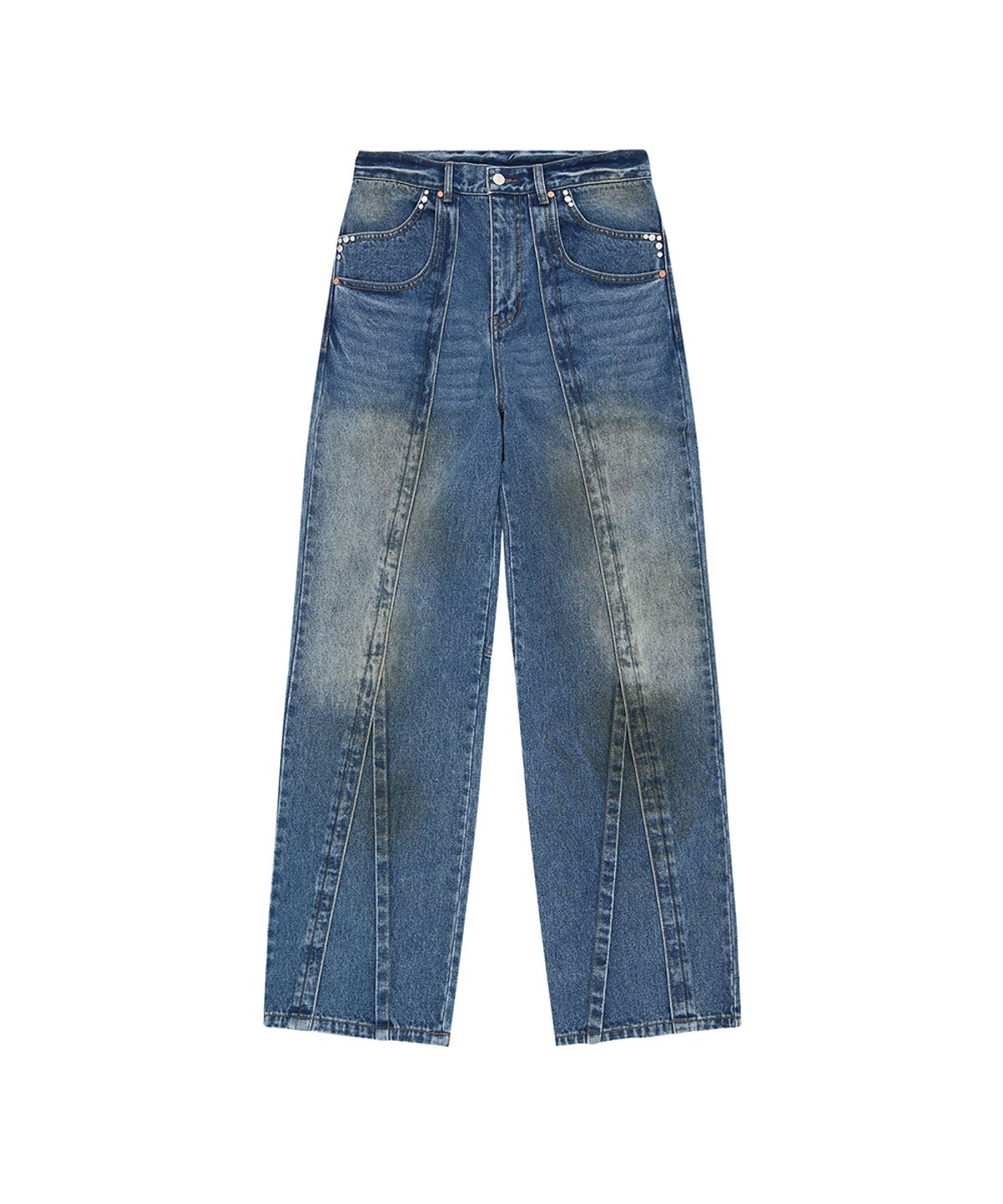 앤더슨벨(ADSB ANDERSSON BELL) UNISEX LAYERED WIDE-LEG JEANS apa865u(BLUE)