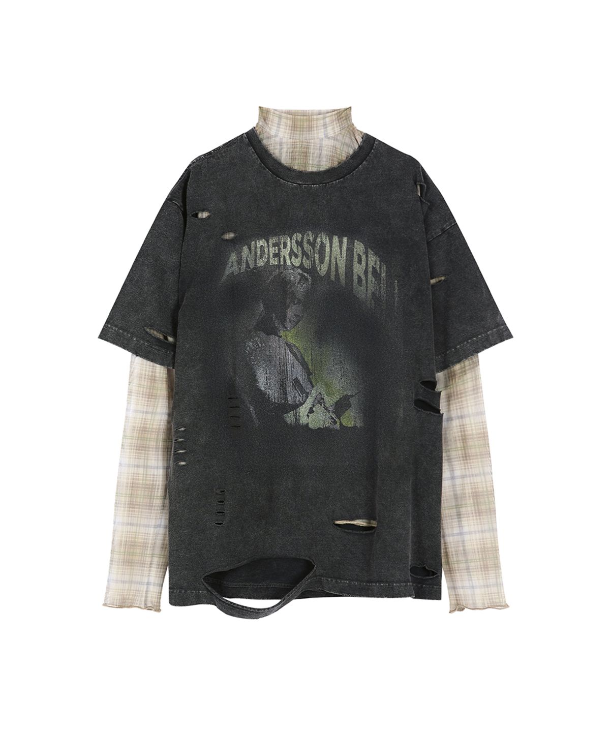 앤더슨벨(ADSB ANDERSSON BELL) LAYERED LIVE PRINTED T-SHIRT atb1510w(CHARCOAL)