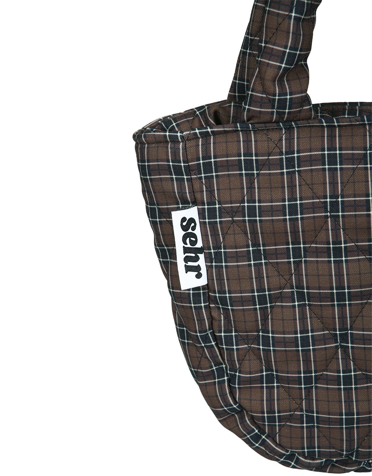 세르(SEHR) Padded Check Petit Tote Bag (Brown)