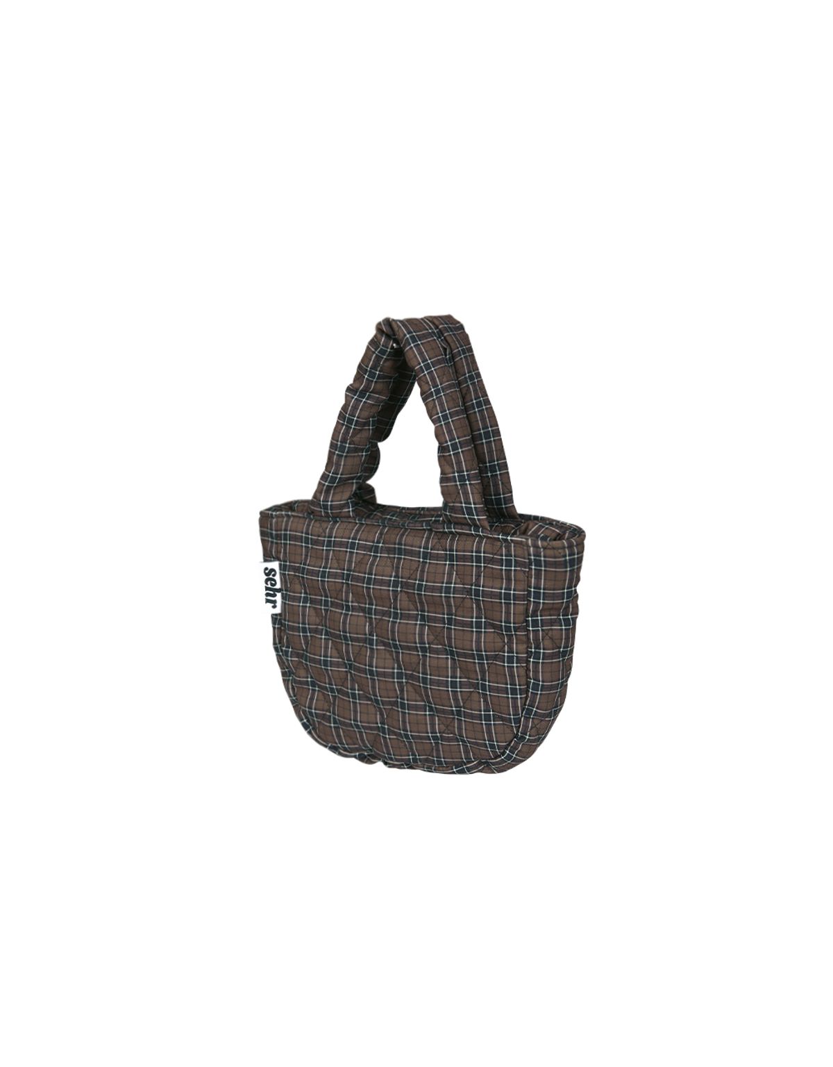 세르(SEHR) Padded Check Petit Tote Bag (Brown)
