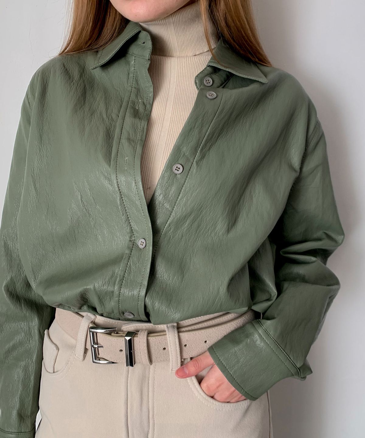 바스카라(VASCARA) [Fleece-lined] Toff Faux Leather Shirt (3colors)