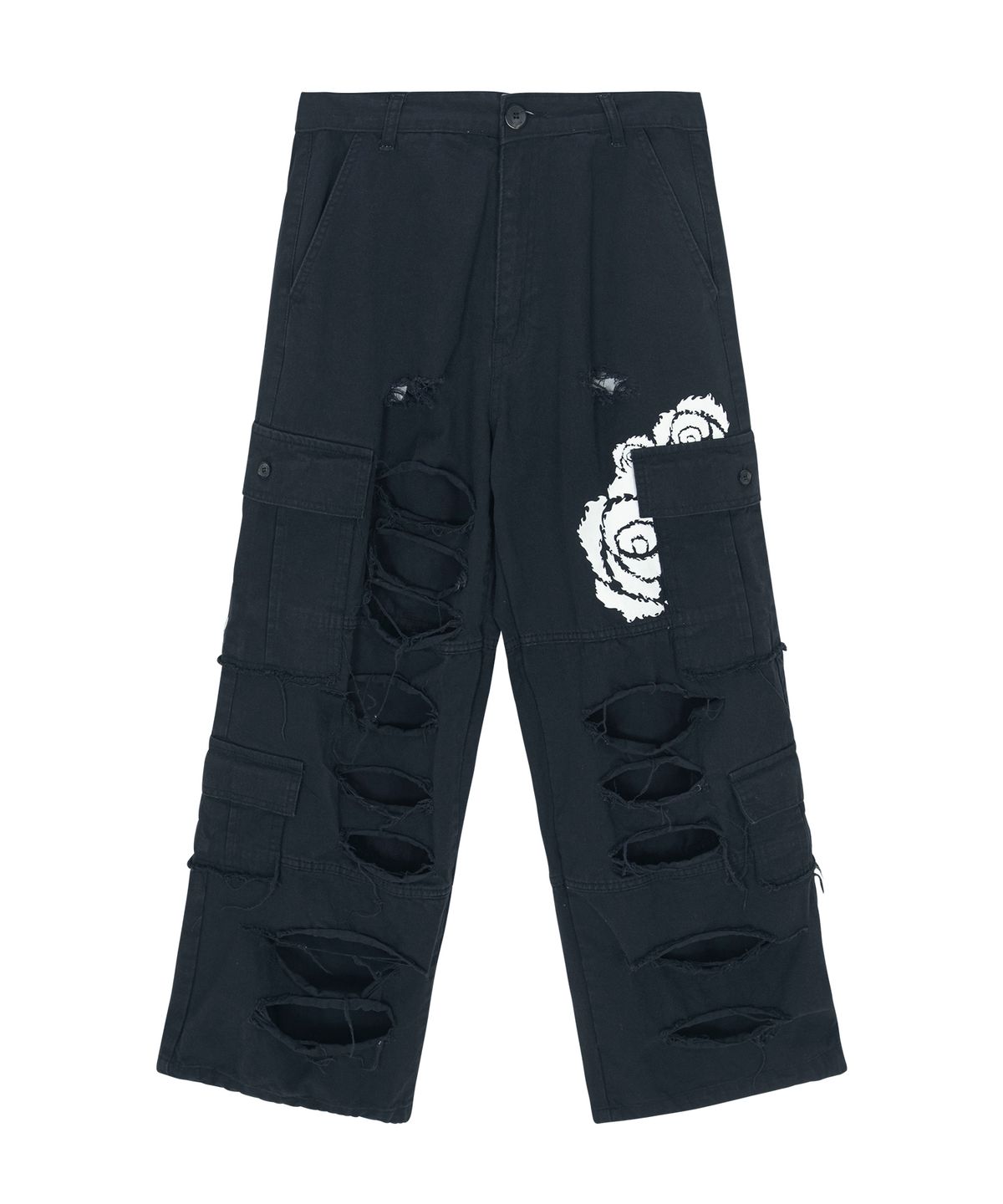미스룰즈(MISSLULZ) Destroyed Cargo Pants Black