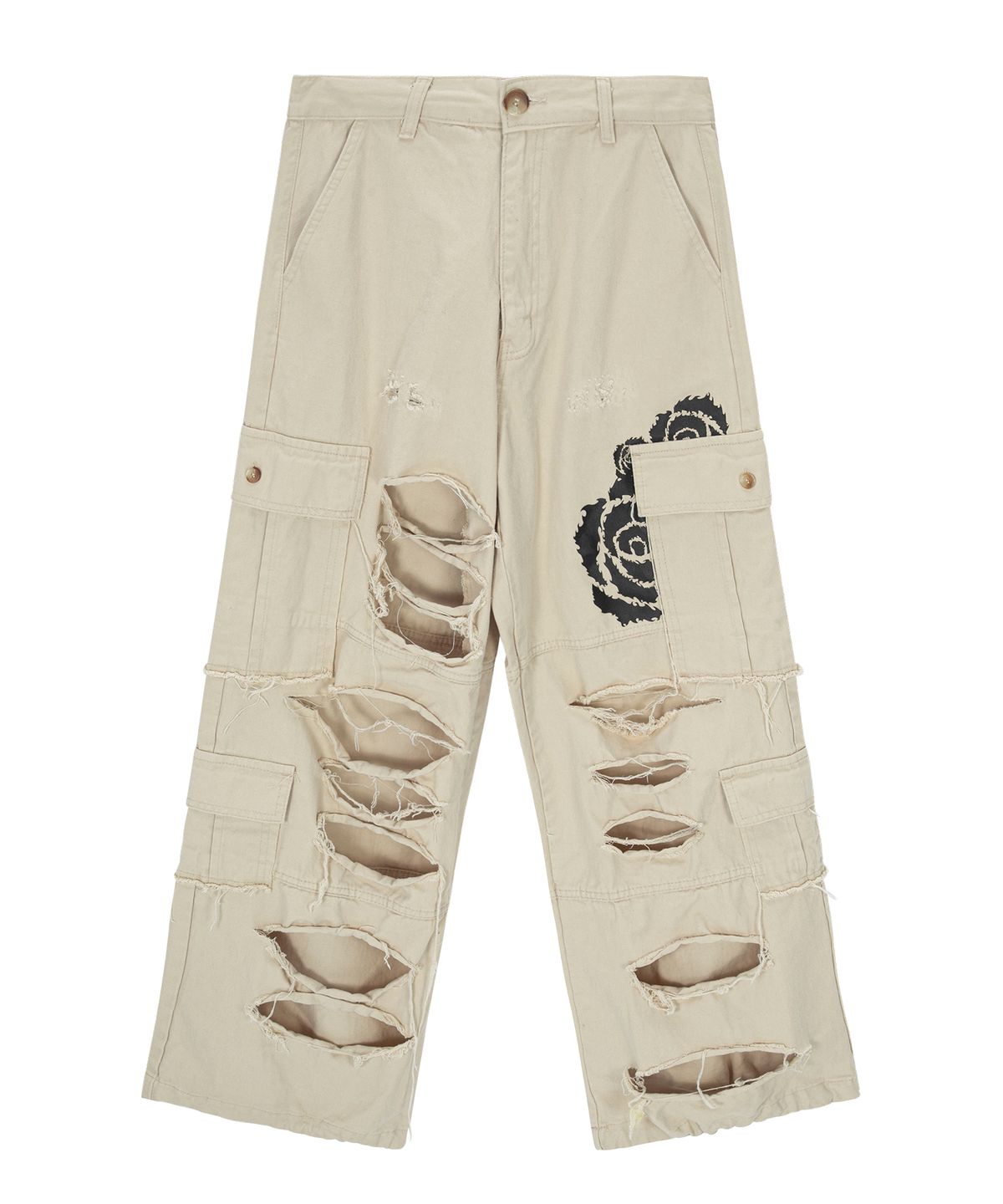 미스룰즈(MISSLULZ) Destroyed Cargo Pants Beige