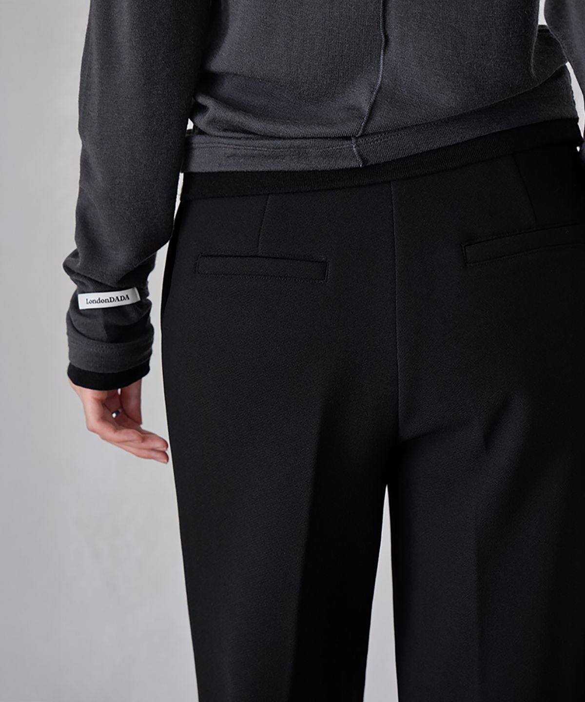 런던다다(LONDONDADA) SEMI-WIDEFIT FLEECE-LINED ELASTIC PANTS, BLACK