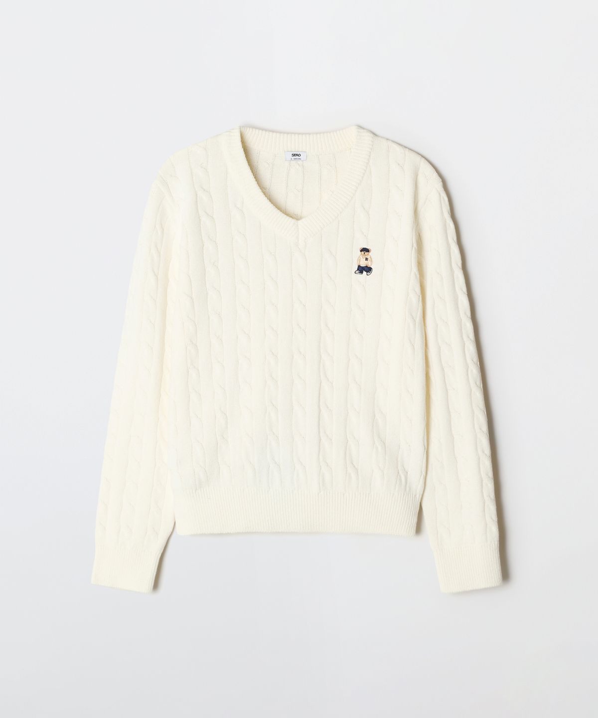 스파오(SPAO) (우디) 케이블 브이넥 스웨터_SPKWG12G50