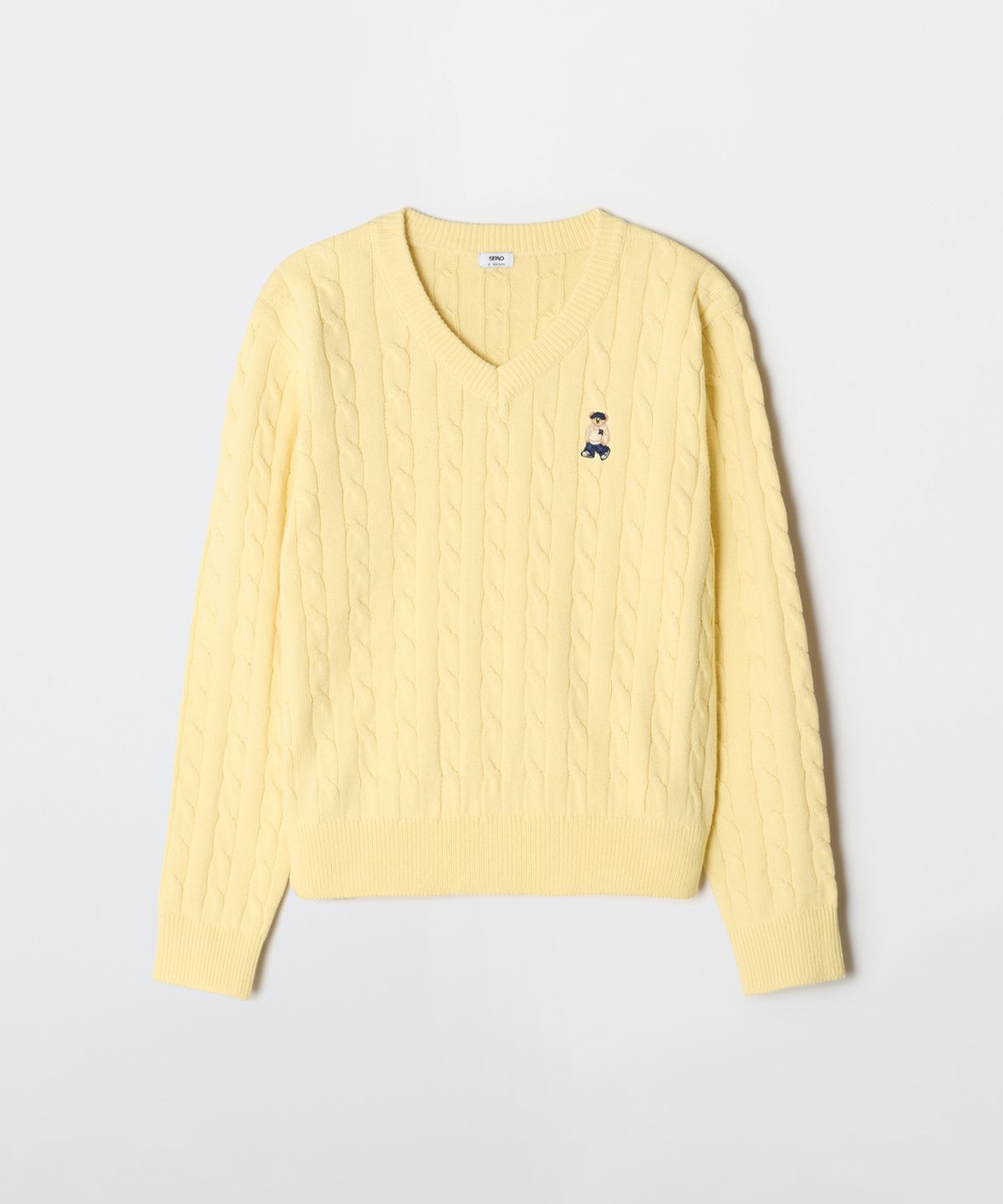 스파오(SPAO) (우디) 케이블 브이넥 스웨터_SPKWG12G50