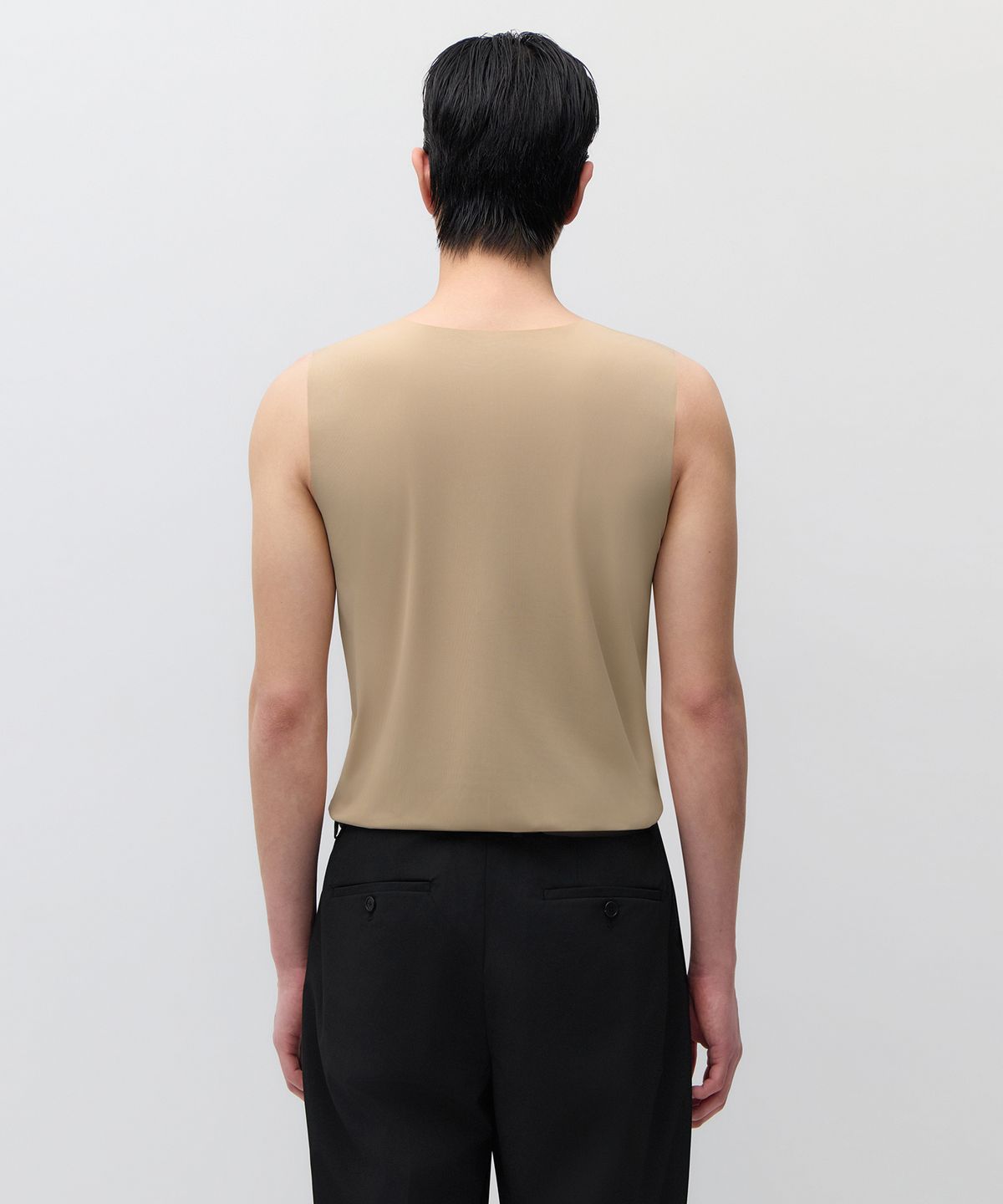 무신사 스탠다드(MUSINSA STANDARD) [쿨탠다드] 메시 프리컷 브이 넥 슬리브리스 언더셔츠 [라이트베이지]