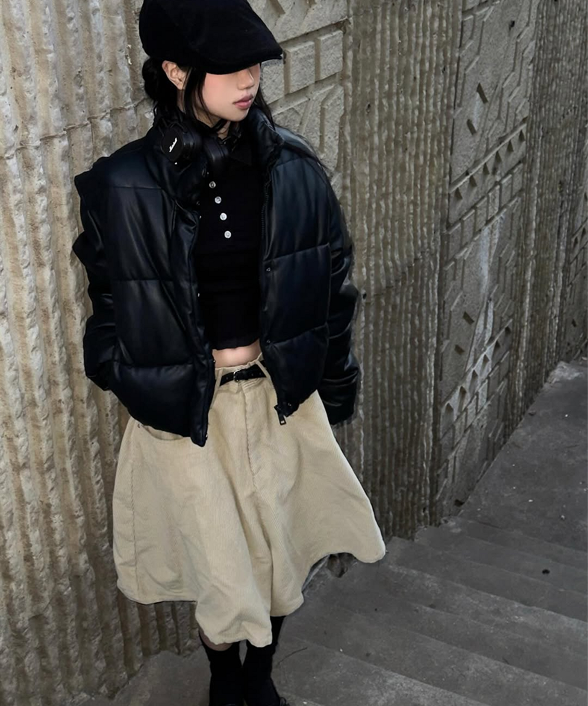 러벤티나(LOVENTINA) 코듀로이 에이라인 팬츠_연베이지