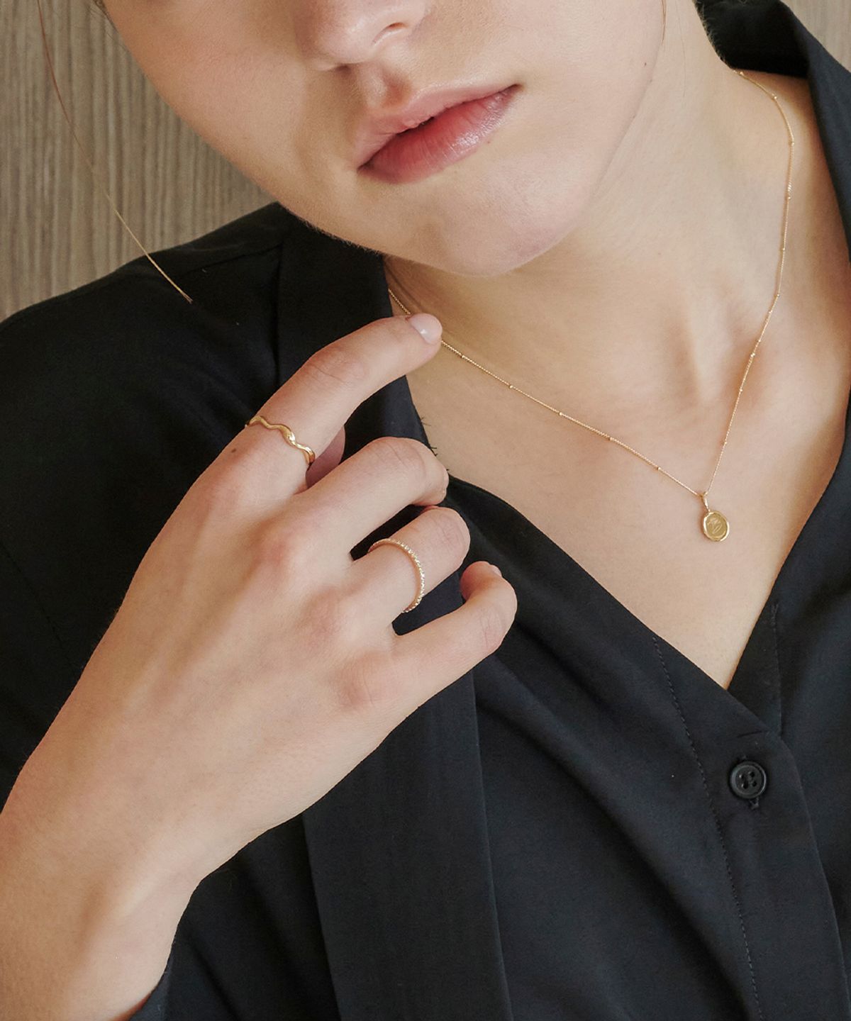 러비앤비(LOVEENB) [14K gold]  웨이브 플로우 반지