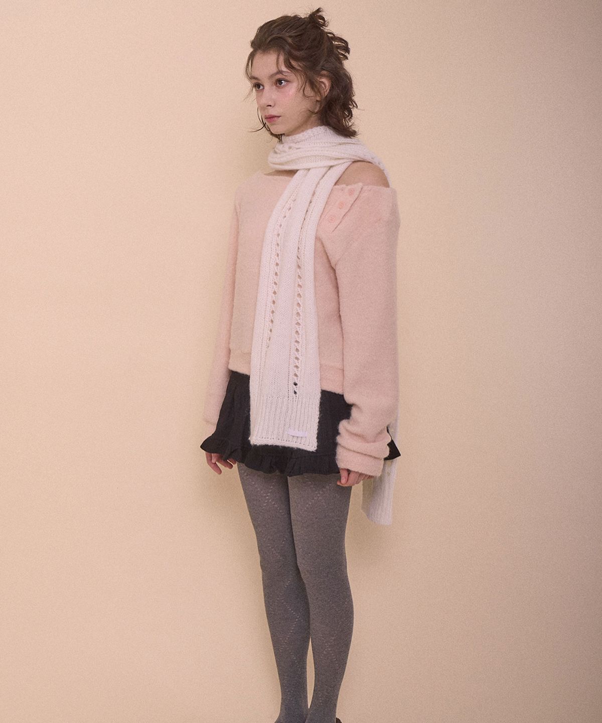 벨리아르(BELLIALEU) FUZZY BOAT NECK KNIT-PINK