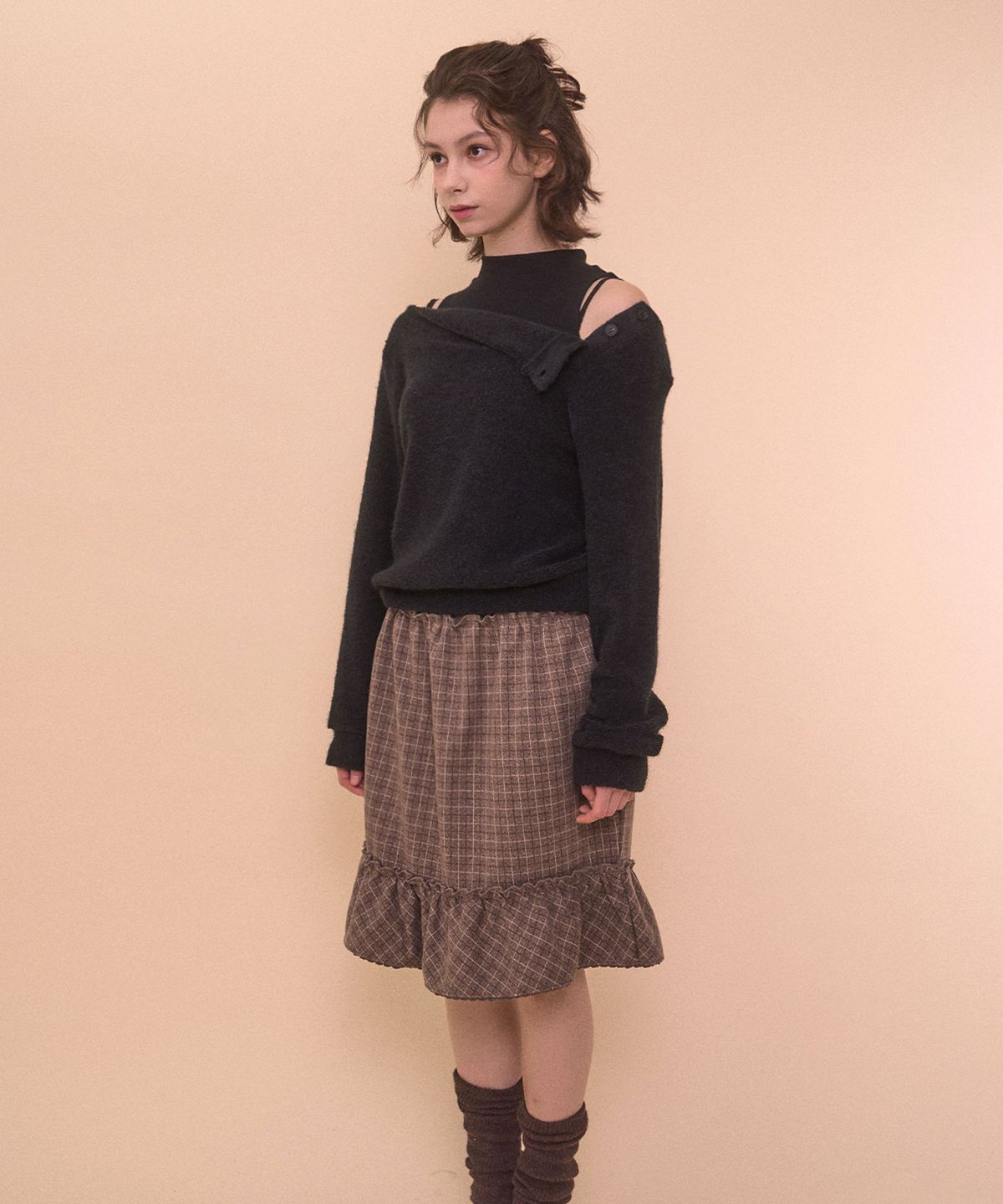 벨리아르(BELLIALEU) FUZZY BOAT NECK KNIT-BLACK