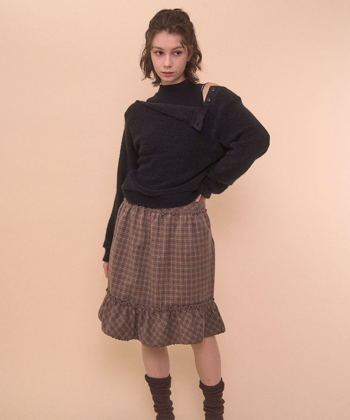 벨리아르(BELLIALEU) FUZZY BOAT NECK KNIT-BLACK