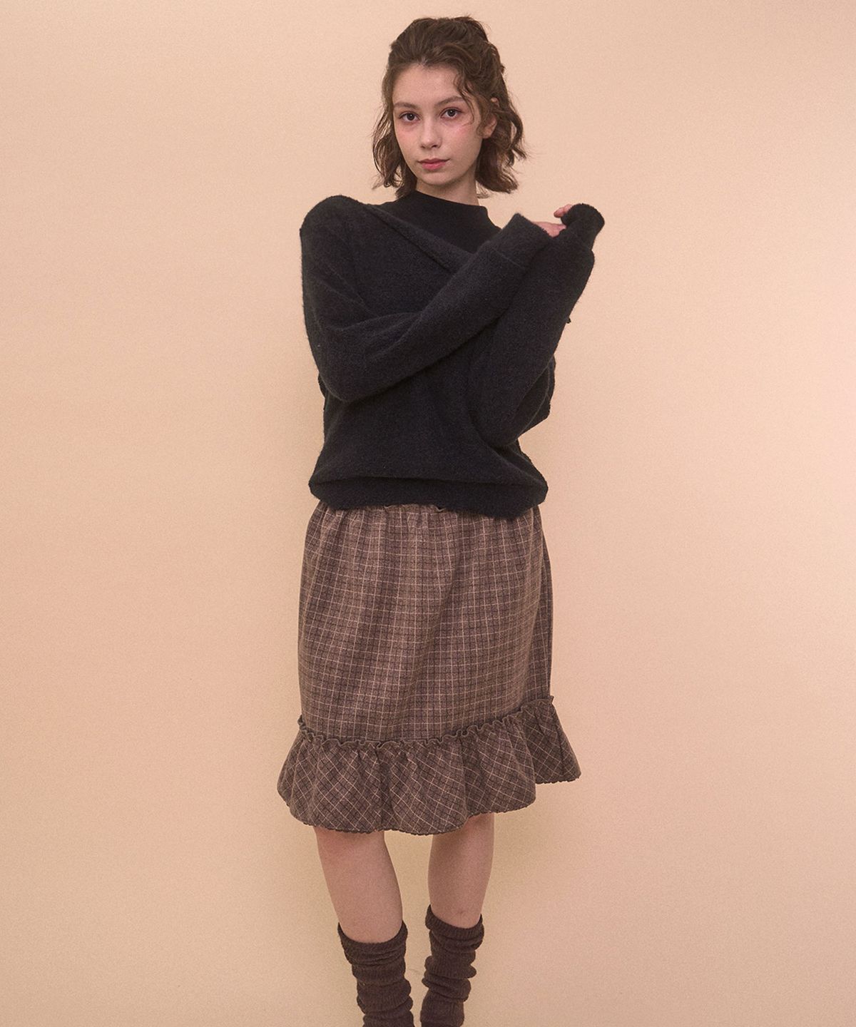 벨리아르(BELLIALEU) FUZZY BOAT NECK KNIT-BLACK
