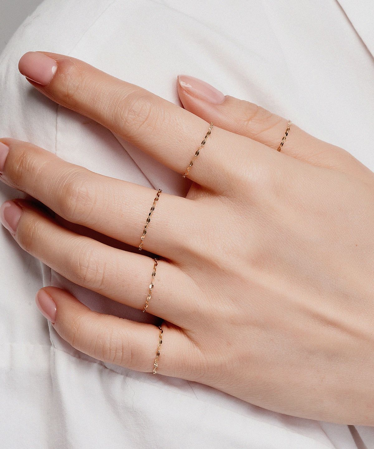 엘렌쥬얼리(HELENE JEWELRY) 14K 타이니 아몬드 체인 반지