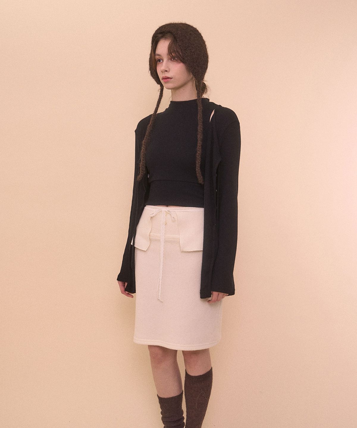 벨리아르(BELLIALEU) BOUCLE WRAP SKIRT-IVORY