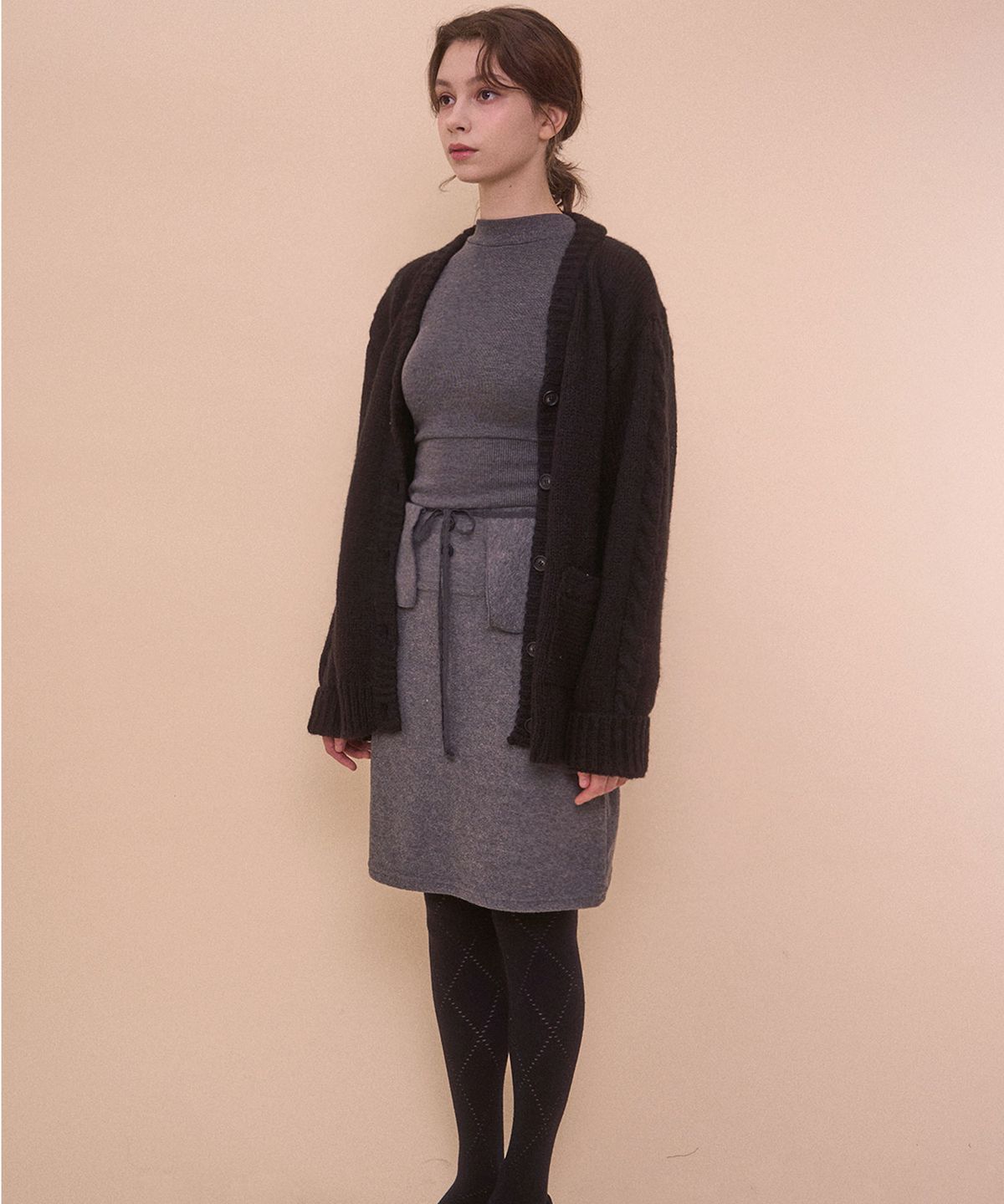 벨리아르(BELLIALEU) BOUCLE WRAP SKIRT-GRAY