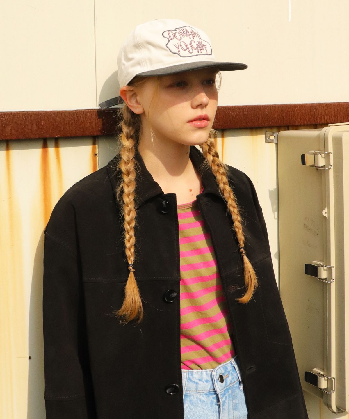 슬리피슬립(SLEEPYSLIP) FLAT DO WHAT YOU CANT BEIGE/CHARCOAL CAP