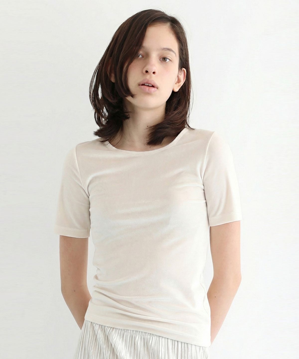 플모(FLMO) 벨벳 반팔 탑 [그린]