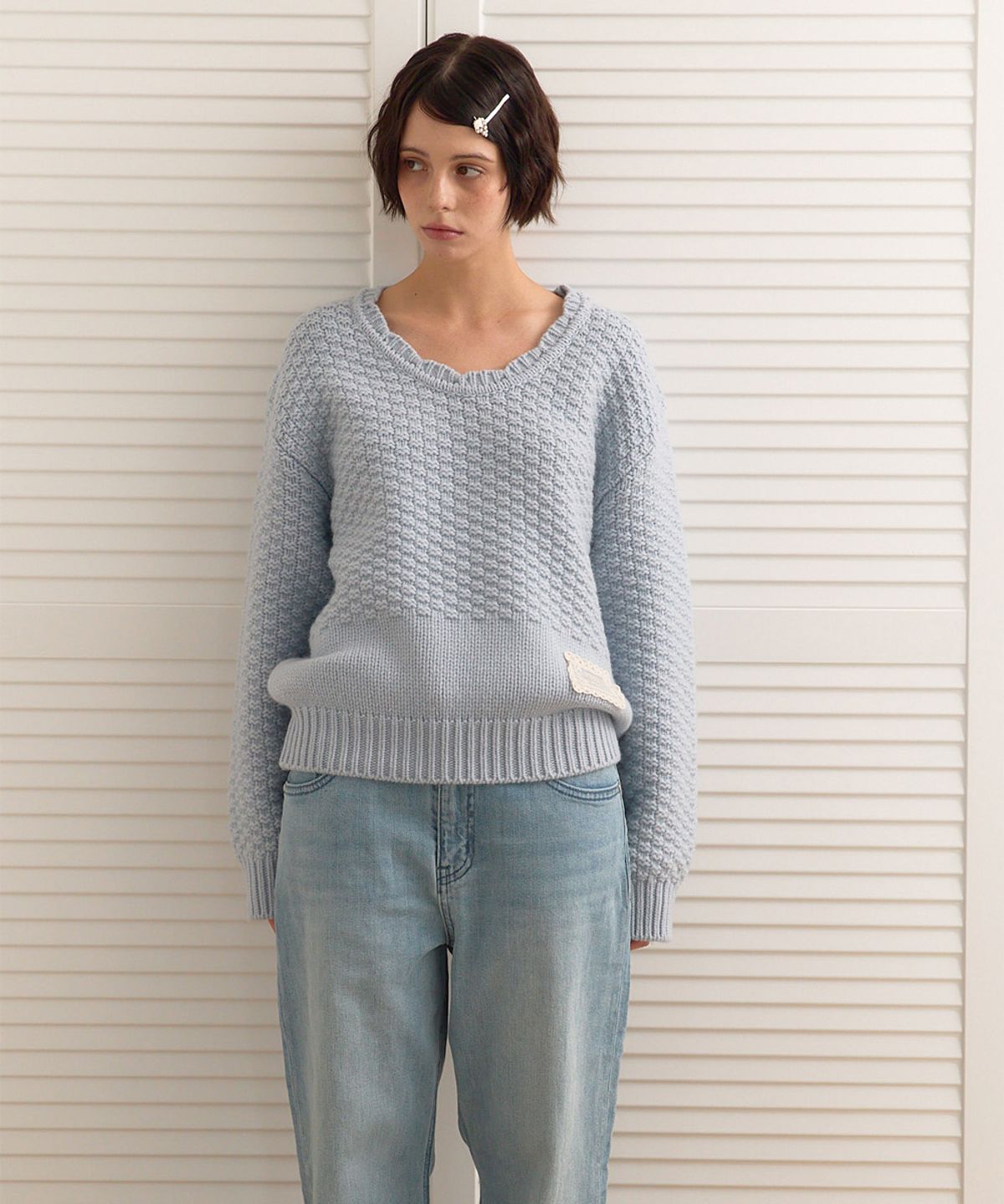 베이비블루니들즈(BABYBLUENEEDLES) Scallop Chunky Knit Pullover BABY BLUE