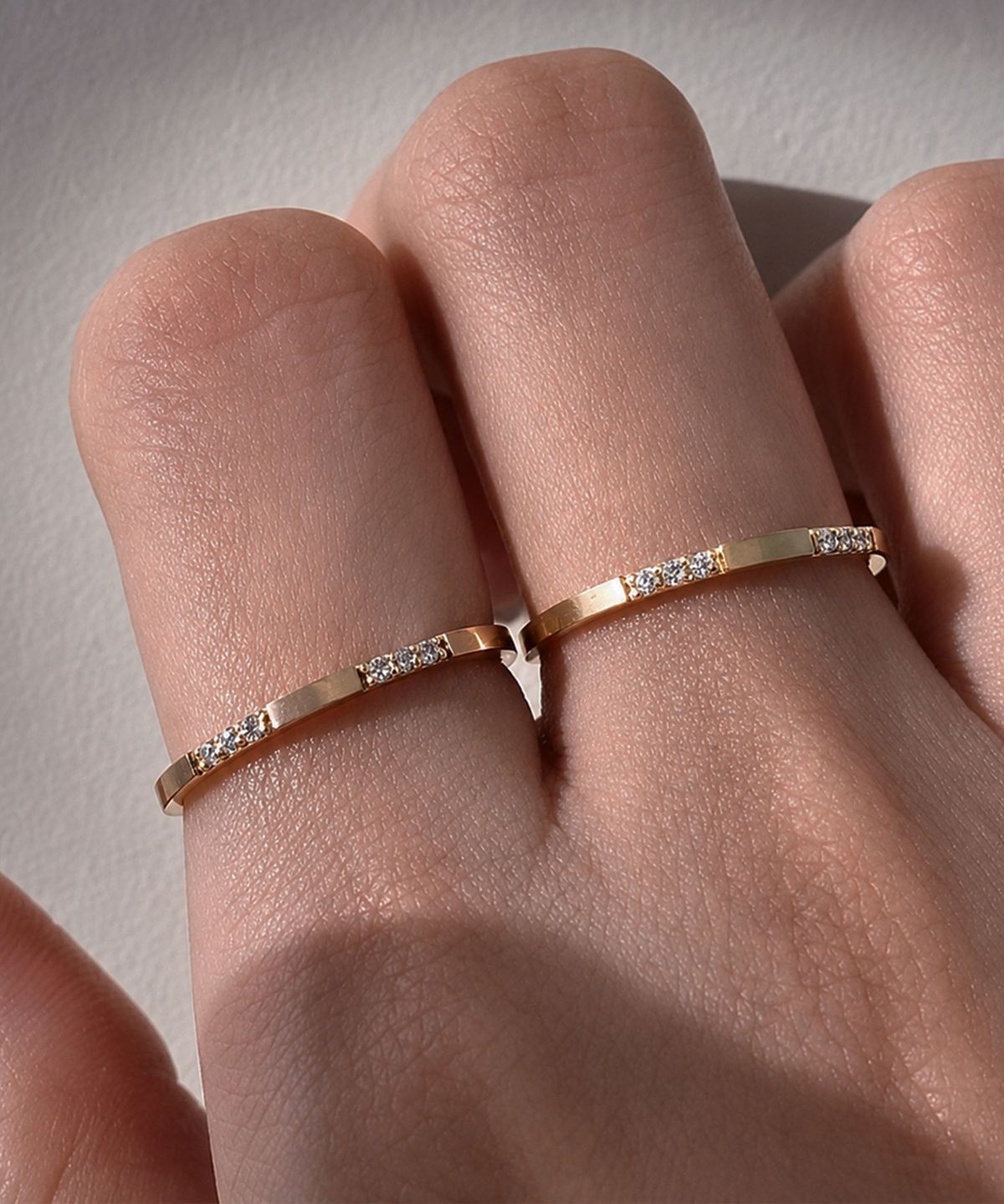 러비앤비(LOVEENB) [14K gold] 큐빅 매트 레이어드 반지