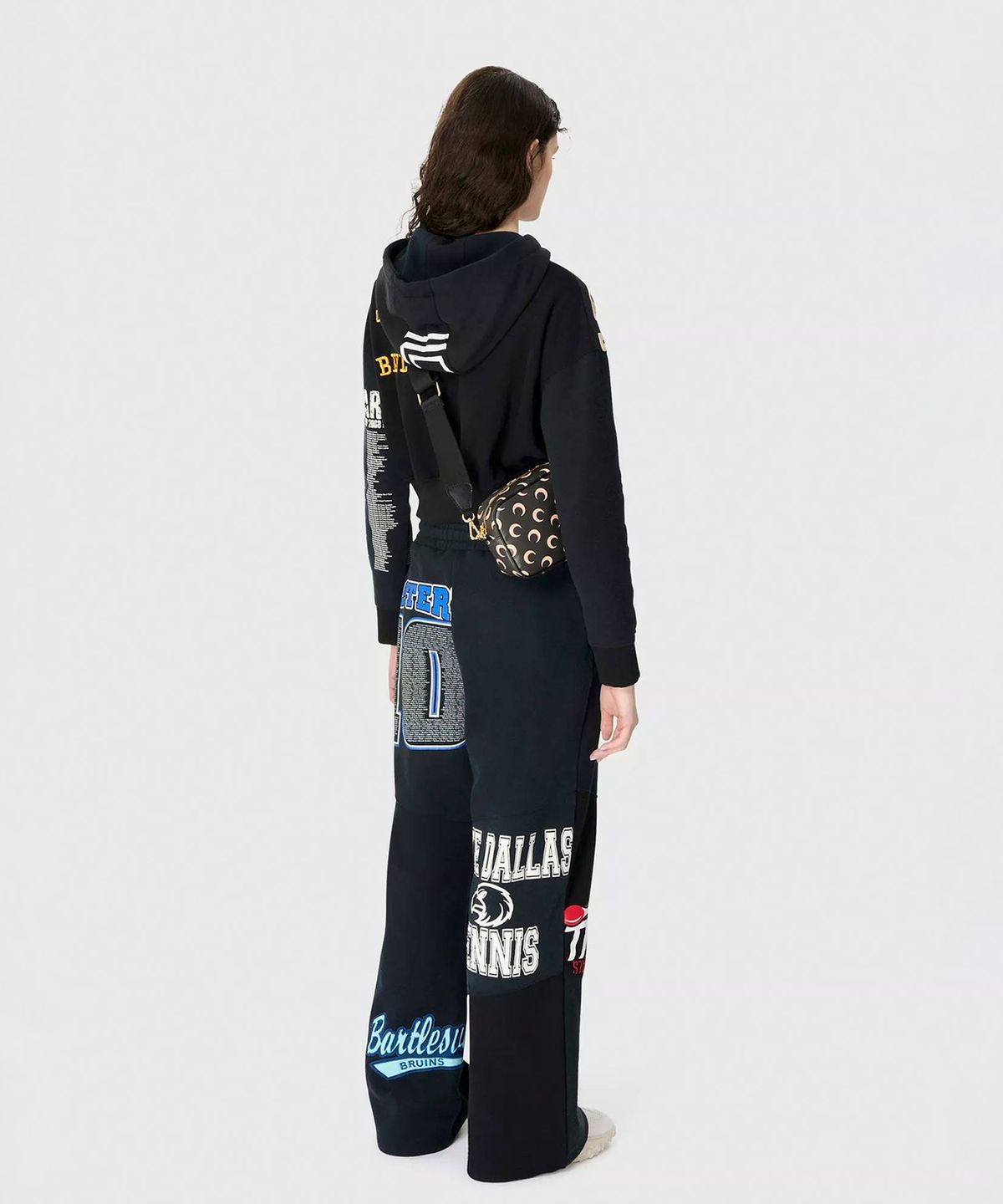 마린 세르(MARINE SERRE) (W) 리제네레이티드 그래픽 저지 크롭드 집 후디 블랙 REGENERATED GRAPHIC JERSEY CROPPED ZIPPED HOODIE BK99 BLACK