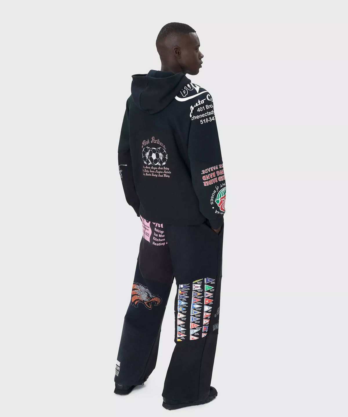 마린 세르(MARINE SERRE) (U) 리제너레이티드 그래픽 저지 후디 블랙 REGENERATED GRAPHIC JERSEY HOODIE BK99 BLACK