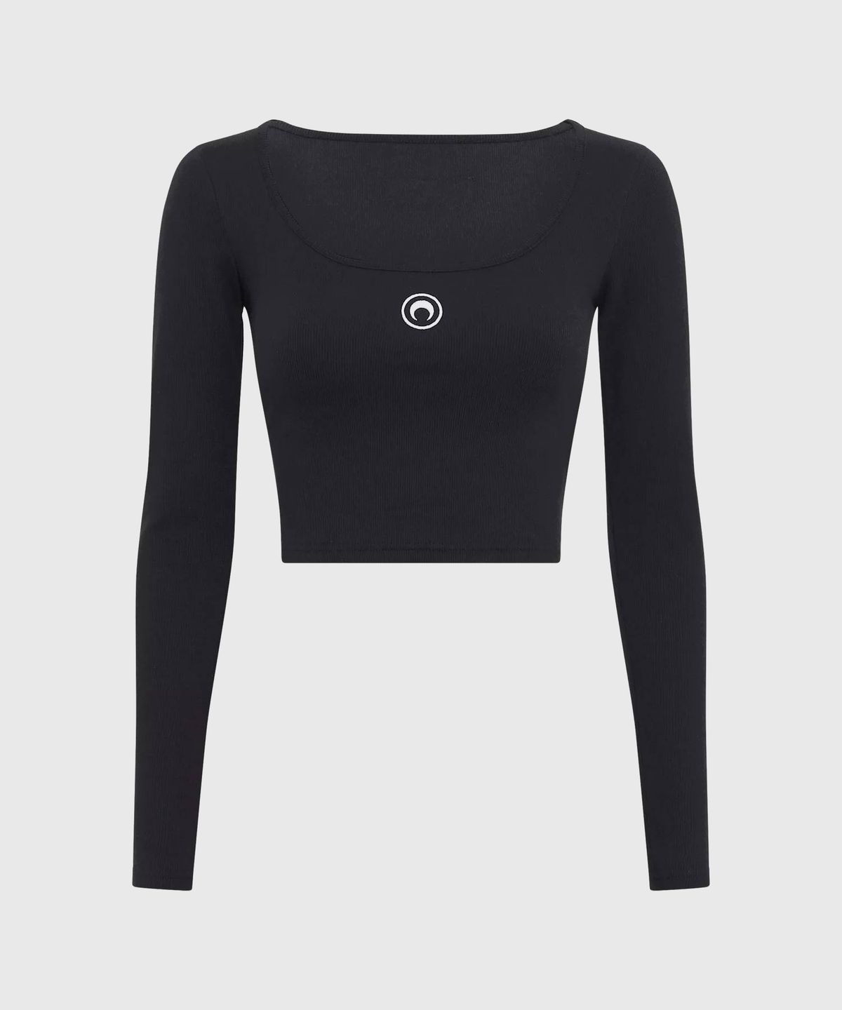마린 세르(MARINE SERRE) (W) 문 로고 저지 롱슬리브 라운드넥 탑 블랙 MOON LOGO JERSEY LS ROUNDNECK TOP BK99 BLACK
